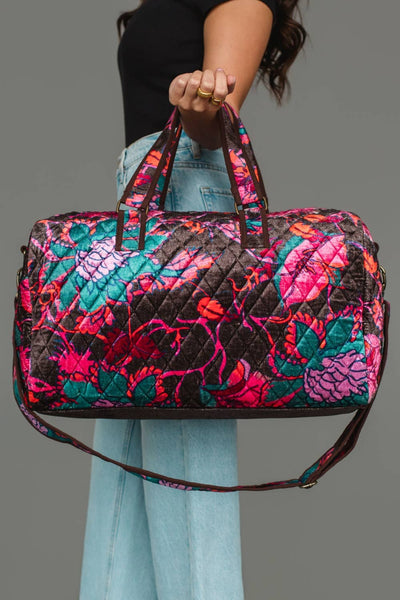 Dk. Brown & Multicolored Floral Duffel