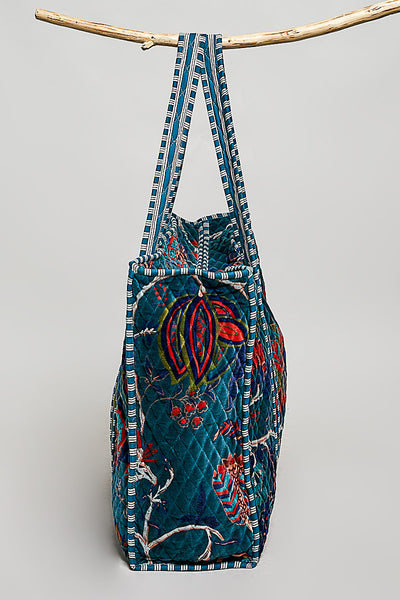Botanical Velvet Quilted Tote Bag