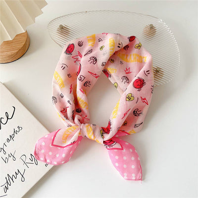 Cotton Linen Floral Square Scarf for Women_CWASC0852