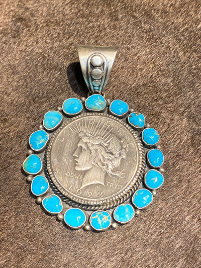 Vancouver Turquoise Surround Large Liberty Coin Pendant