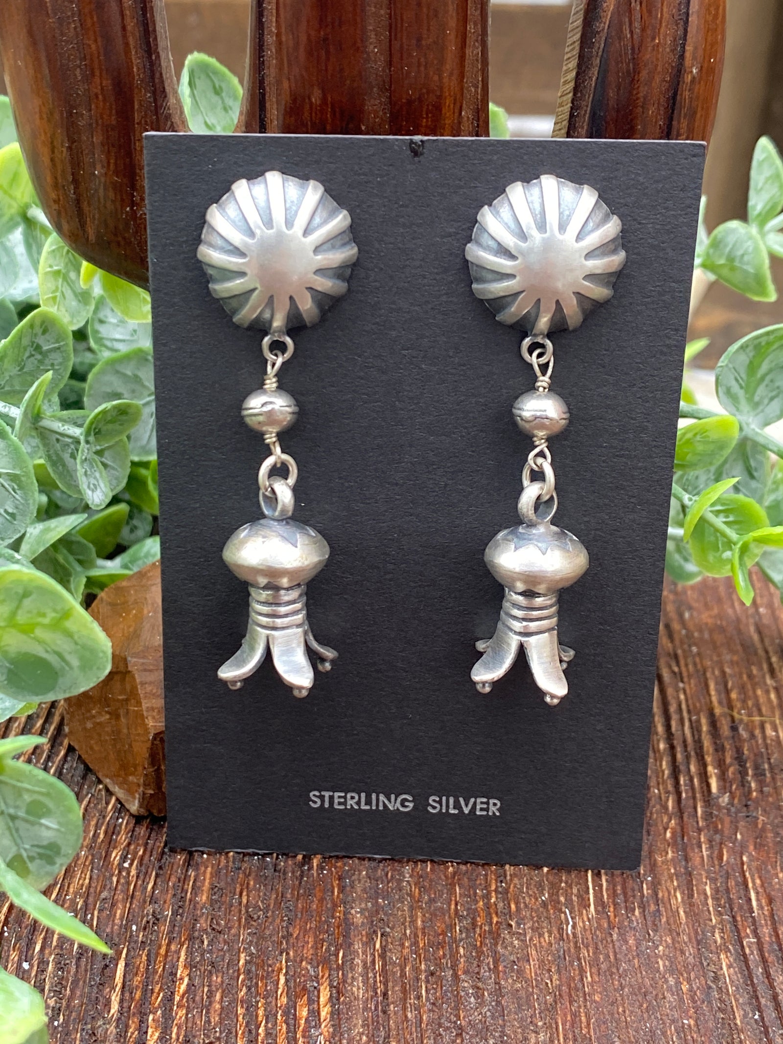Edele Sterling Concho Bead Flute Blossom Earrings