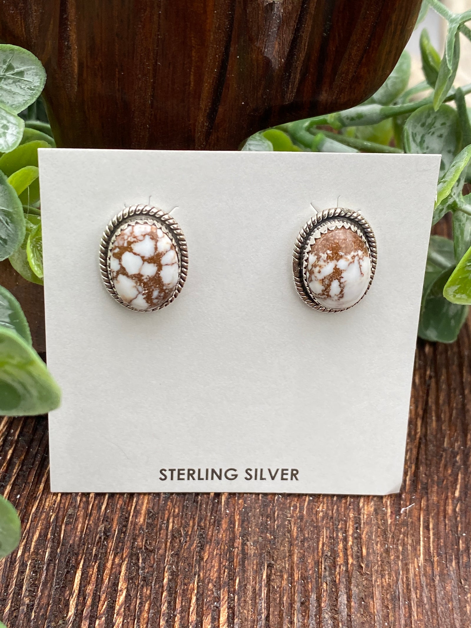 Forma Wild Horse Sterling Roped Oval Stud Earrings