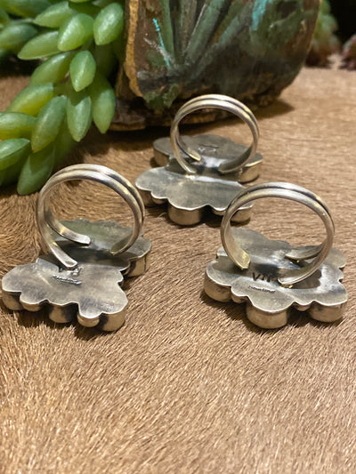 Lorna Sterling Turquoise Cluster Ring - Adj