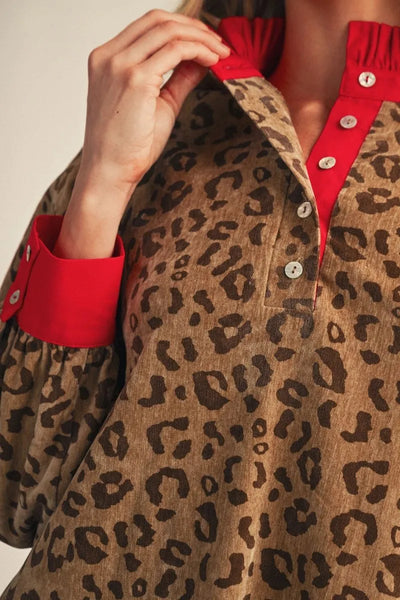 Faux Suede Leopard Shift Dress