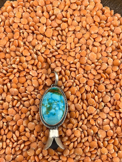 Carlsbad Sterling Single Stone Flute Blossom Pendant - Turquoise
