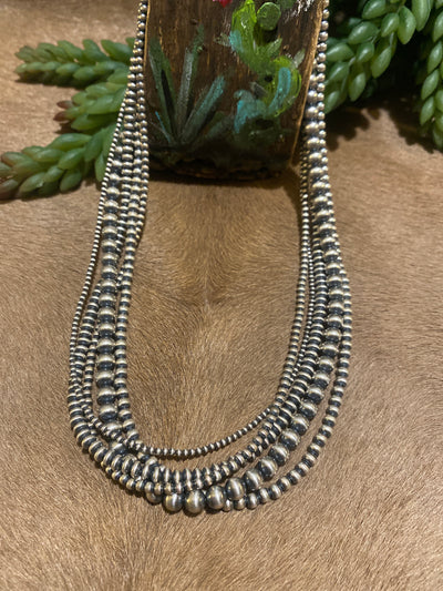 Lucy Multi Strand Sterling Navajo Necklace