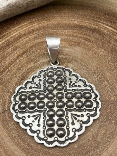 Jackson Sterling Square Stamped Concho Pendant