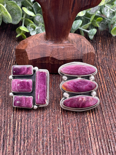 Shapely Purple Spiny Rings - Adjustable