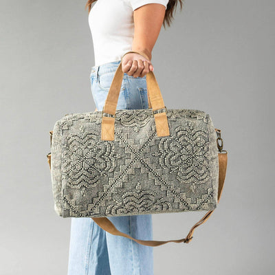 Gray Vintage Inspired Textured Duffel