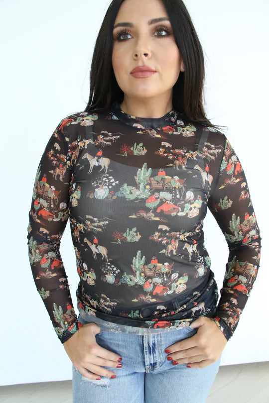 Hope Black Wagon Mesh Top