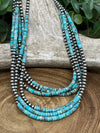 Stanley Sterling 4mm Navajo & Turquoise Bead Necklace