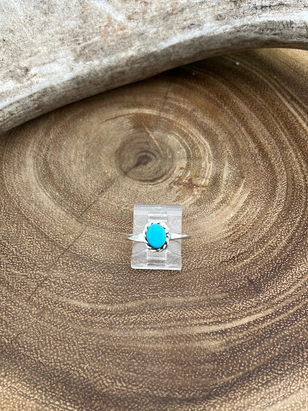 Harper Sterling Roped Dainty Turquoise Ring - Blue