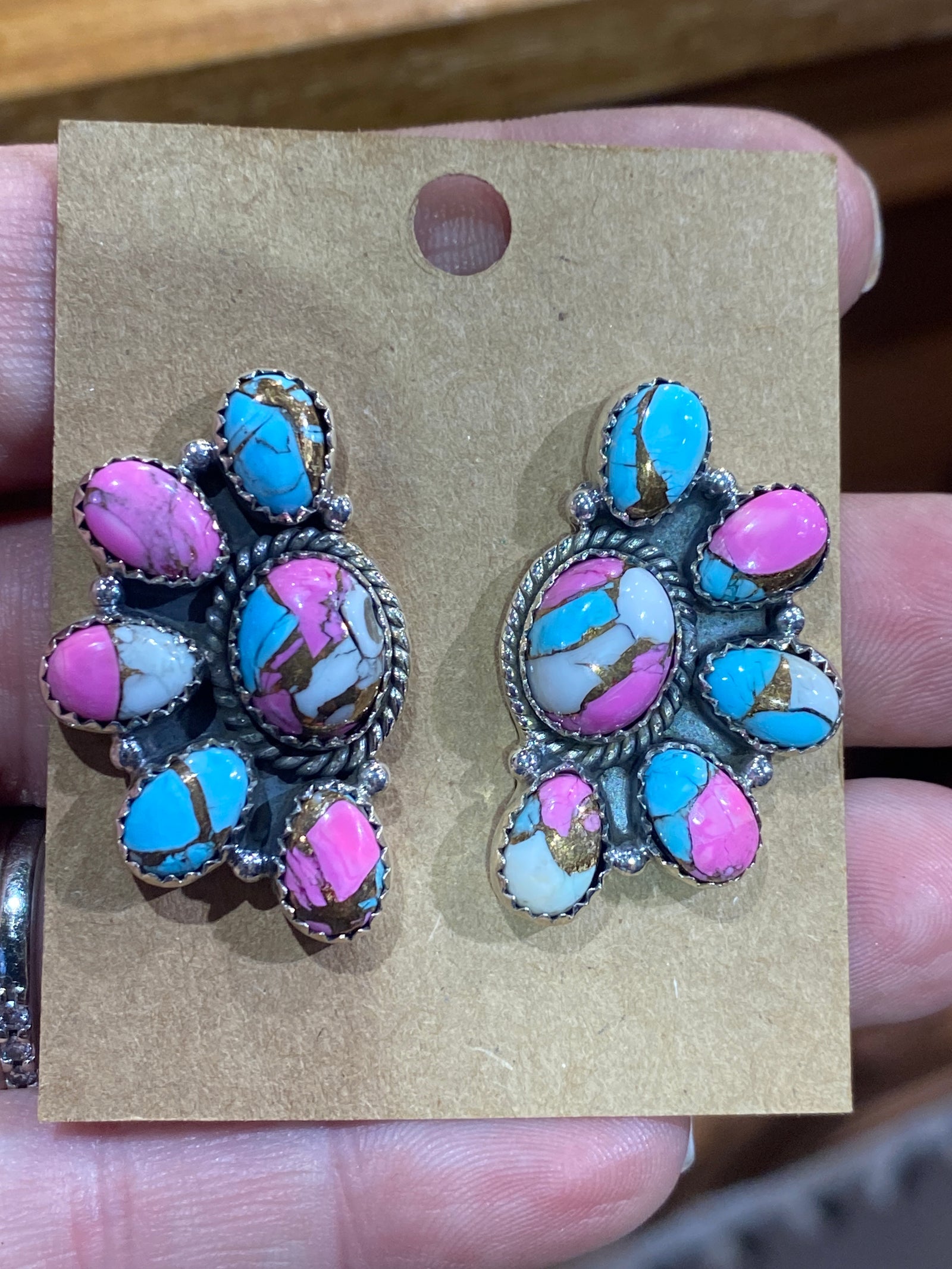 Hada Collection Cotton Candy Half Circle Sterling Earrings