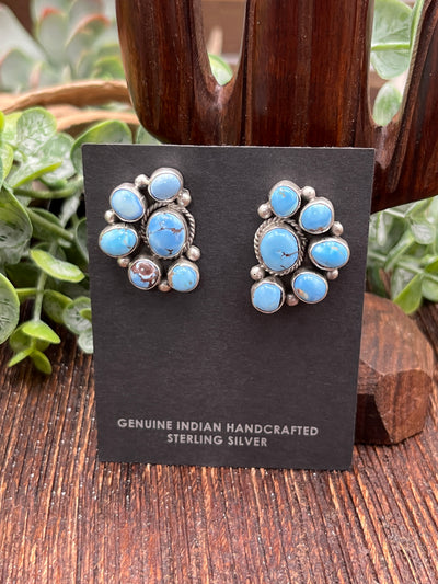 Karsyn Turquoise Half Circle Cluster Post Earrings - 1"