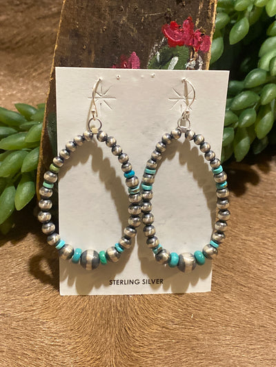 Lake Hills Sterling Varied Navajo & Turquoise Hoop Earrings