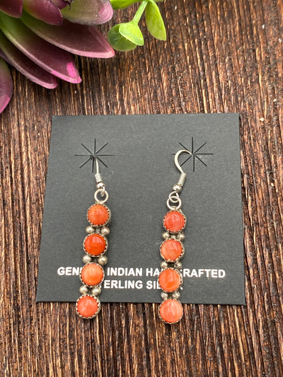 Altera Stacked 4 Round Stone Fish Hook Earrings - 2"