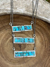 Riverdale Sterling Link Chain With Raised Kingman Turquoise Bar Pendant - 16"