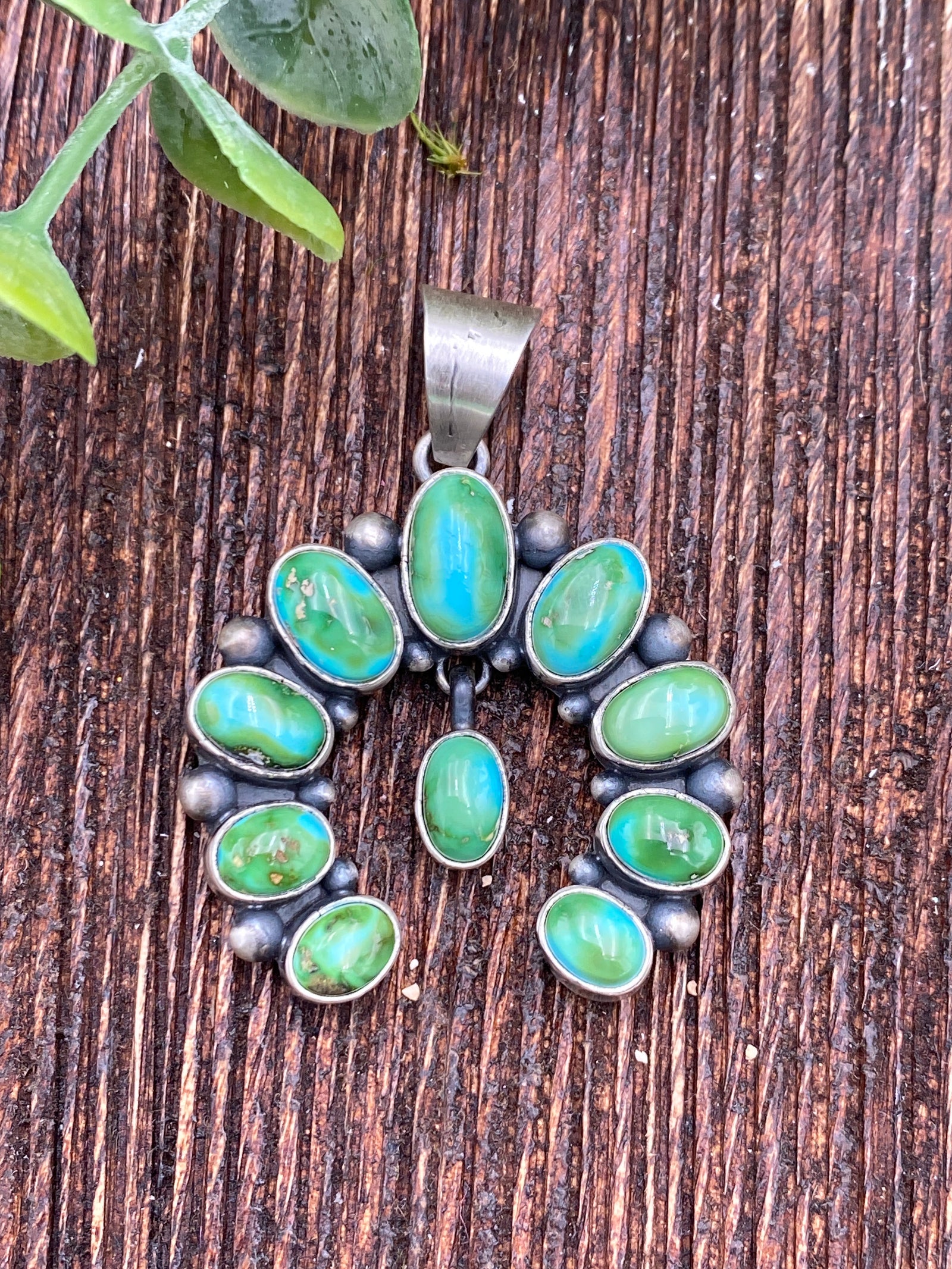 Mora 10 Stone Turquoise Sterling Naja Pendant