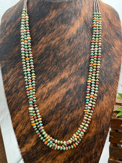 Avalon Heishi Turquoise & Spiny Bead Triple Strand Necklace - 30"