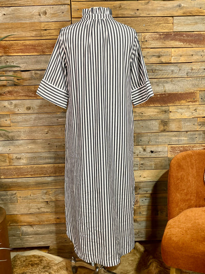 Shondra Navy Stripe Midi Dress