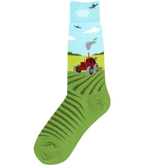 Women's Red Farm Tractor Socks
