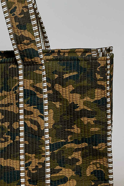 Oversized Quilted Mixed Print Shoulder Tote Bag