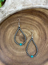 4mm Navajo Pearl & Turquoise Teardrop Earrings  - 2.5"