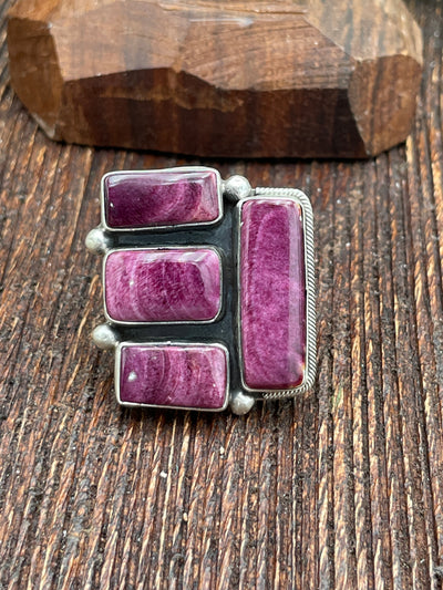 Shapely Purple Spiny Rings - Adjustable