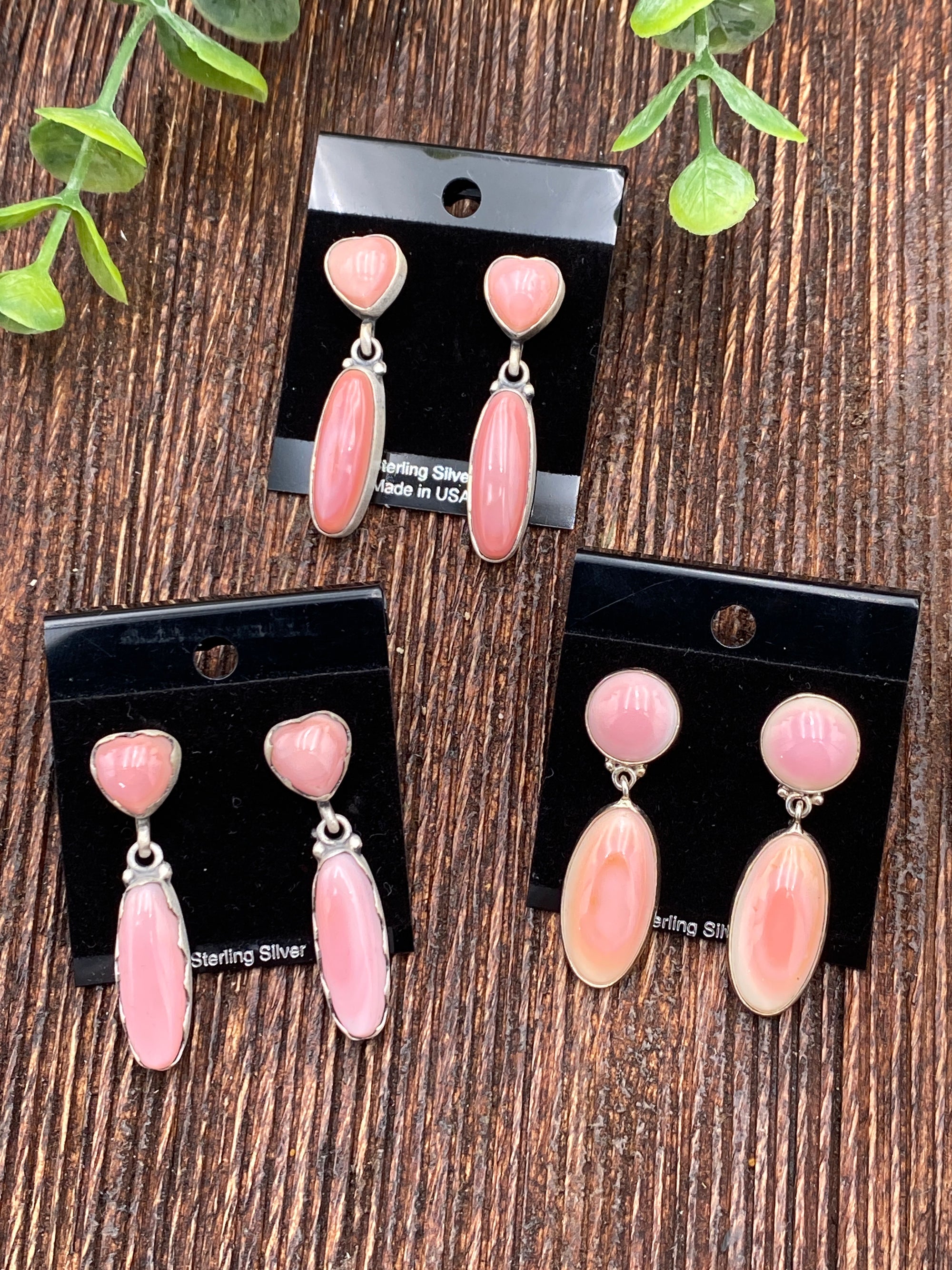 Bekka Sterling Double Stone Pink Conch Earrings