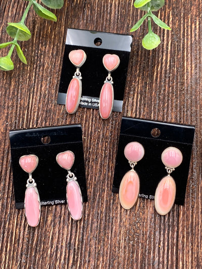 Bekka Sterling Double Stone Pink Conch Earrings