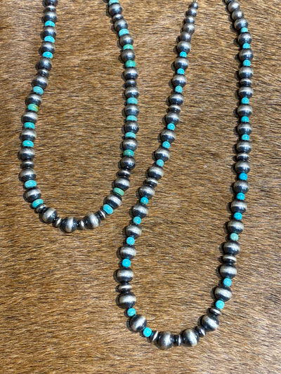 Emmett Varied Navajo Pearl & Turquoise Bead Necklace - 18"
