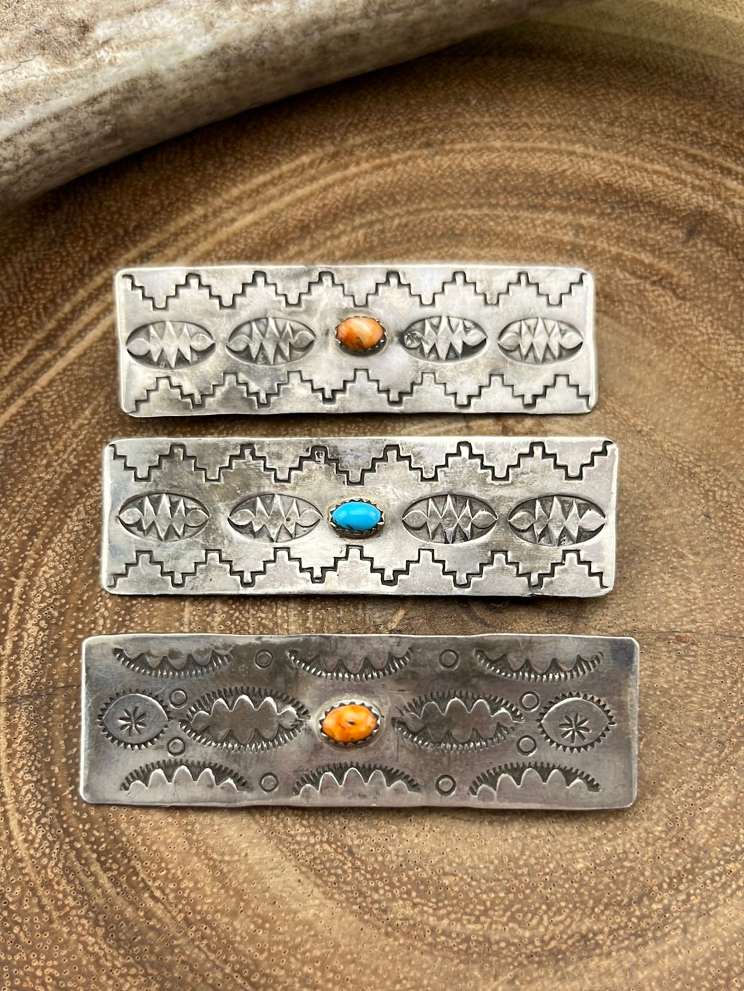 Camden Stamped Sterling Turquoise Hair Pin