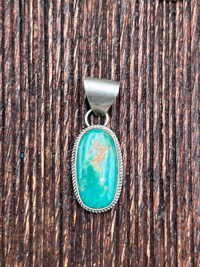 Heston Roped Sterling Turquoise Pendant