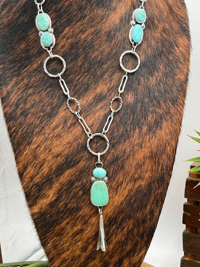 Delora Ring Link Turquoise Sterling Y Necklace - 36"