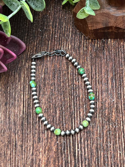 Cairo Sterling 4mm Navajo & Sonoran Gold Turquoise Bracelet - 8"