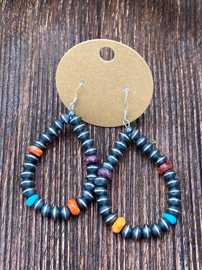 Clipper Navajo Saucer Teardrop Earrings - 2.5"