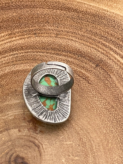 Argo Abstract Green Turquoise Ring - Adjustable