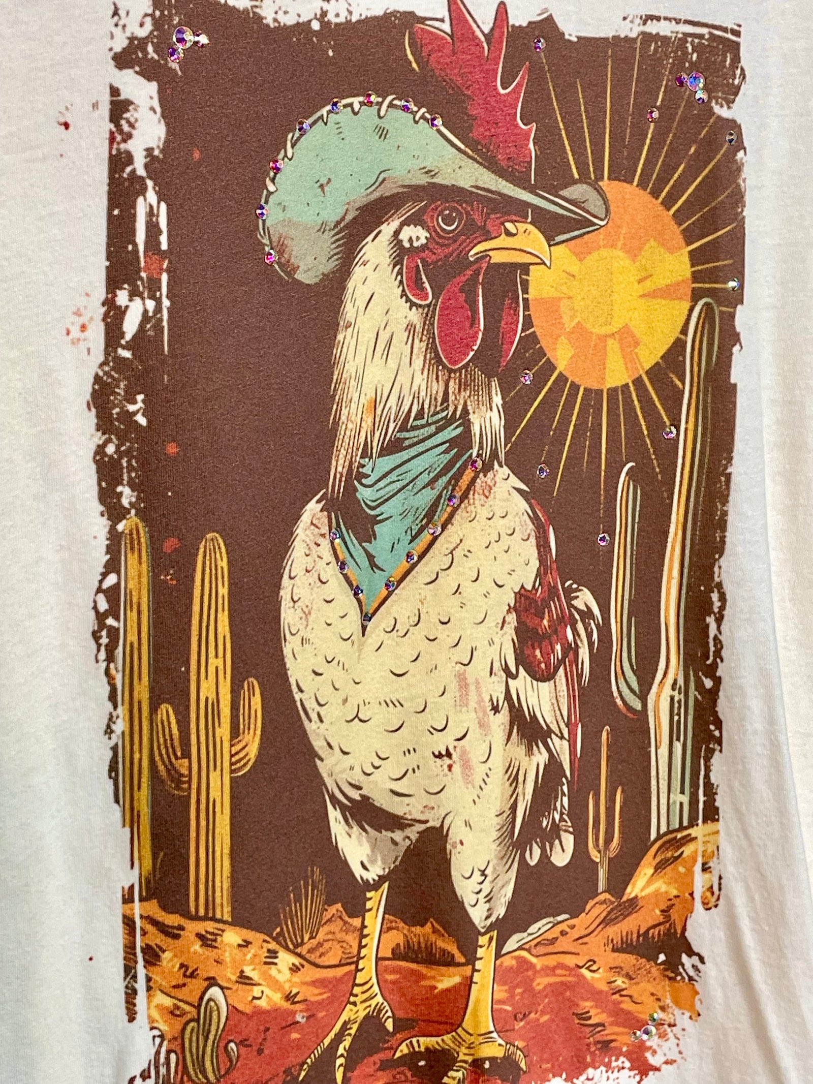 Rooster T-Shirt with Crystals