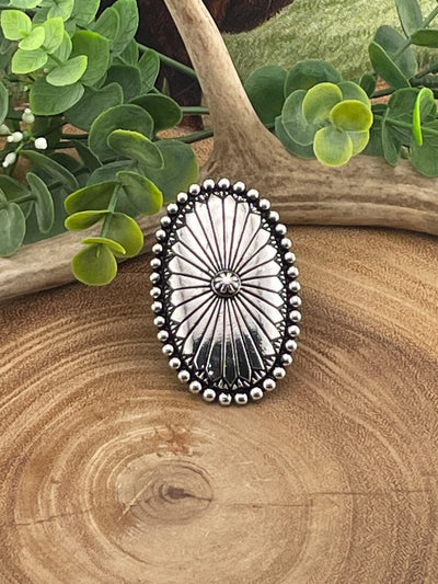 Gypsy Fashion Oval Concho Cuff Ring