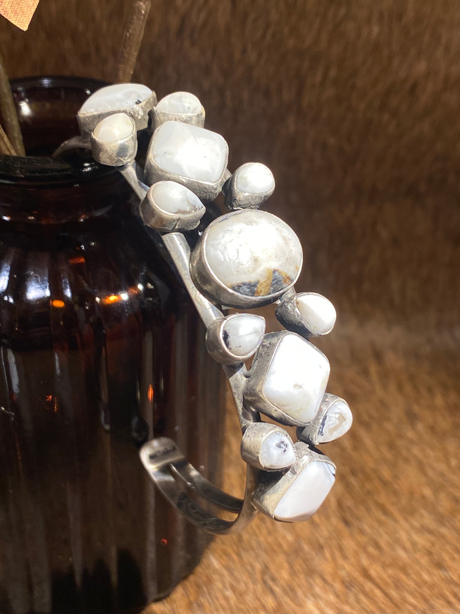 Lenten Multi Shape White Buffalo Cuff