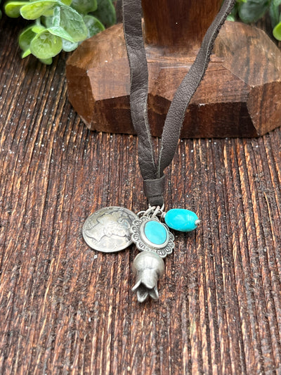 Gina Leather Necklace With Sterling Pendant