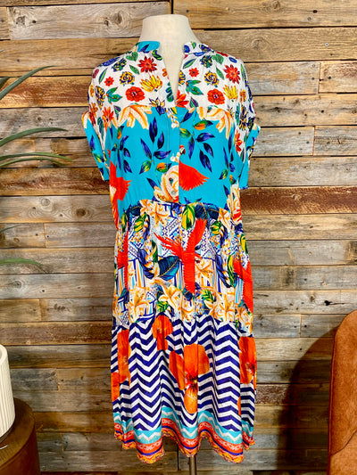 Rio Silk Viscose Cap Sleeve Dress