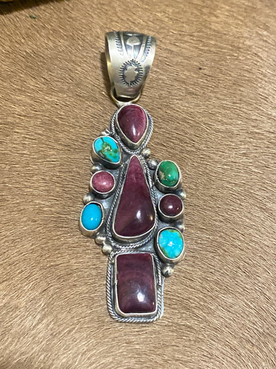 Alterra Turquoise & Purple Spiny Sterling Pendant