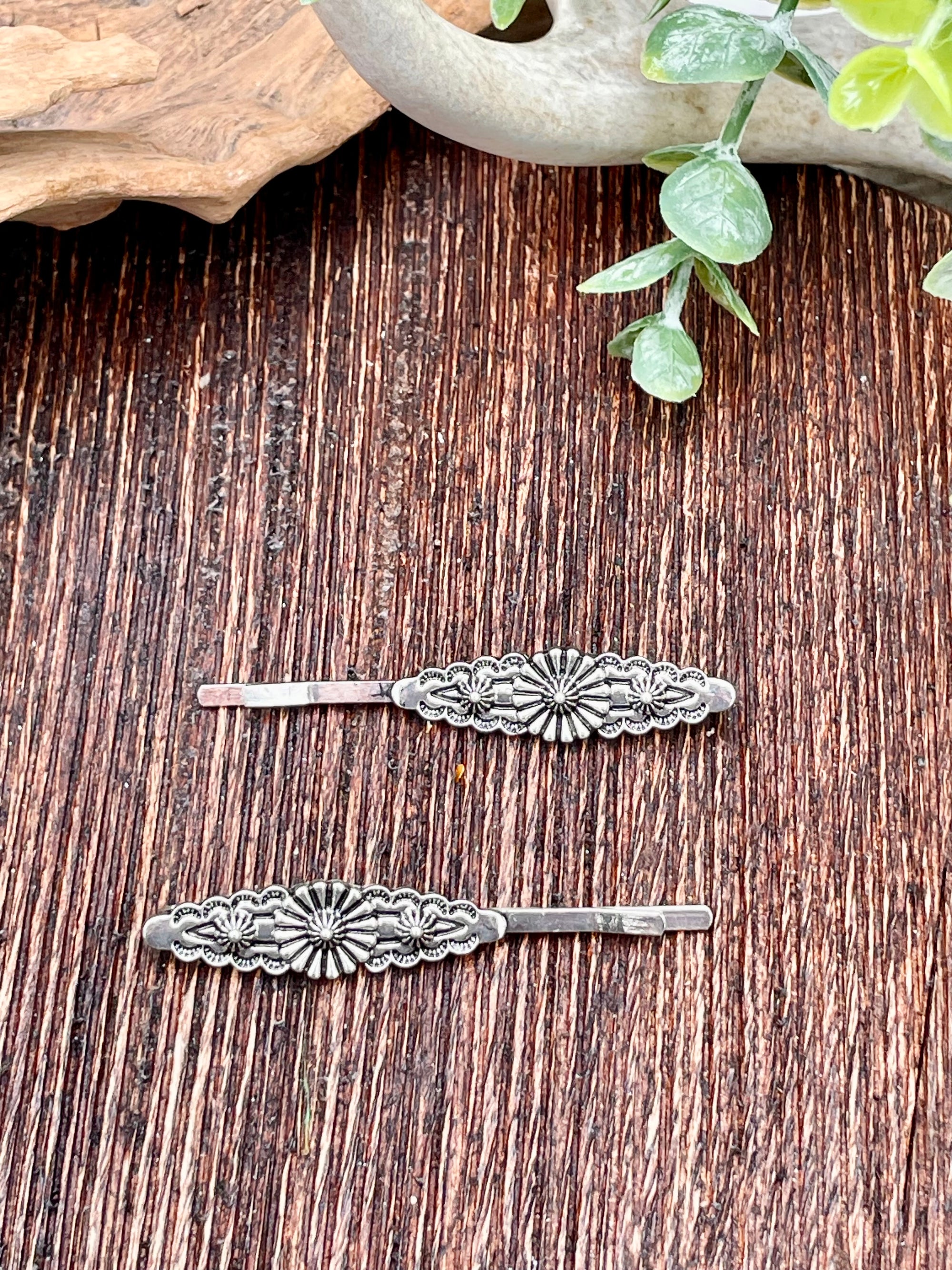 Georgia Fashion Silver Concho Hair Pin Set