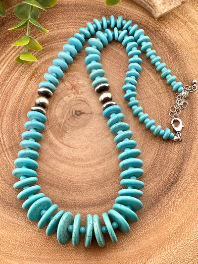 Andreas Turquoise Saucer Fashion Necklace - 24"