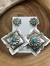 Osceola Post Diamond Drop Double Concho Earrings - 3.75"