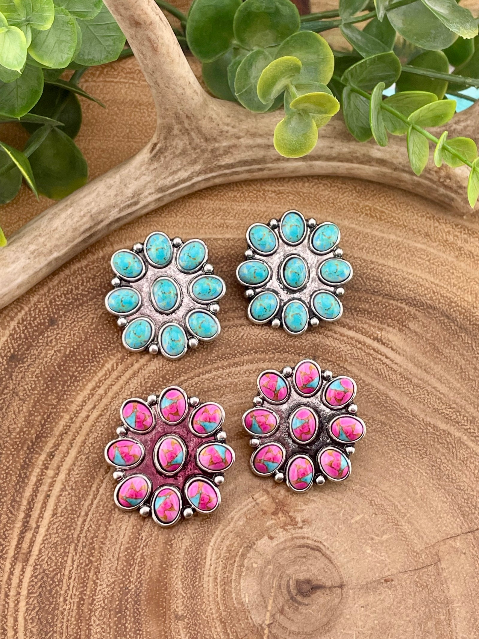 Cierra Round 9 Stone Cluster Earrings