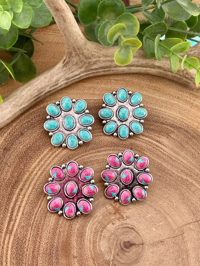 Cierra Round 9 Stone Cluster Earrings