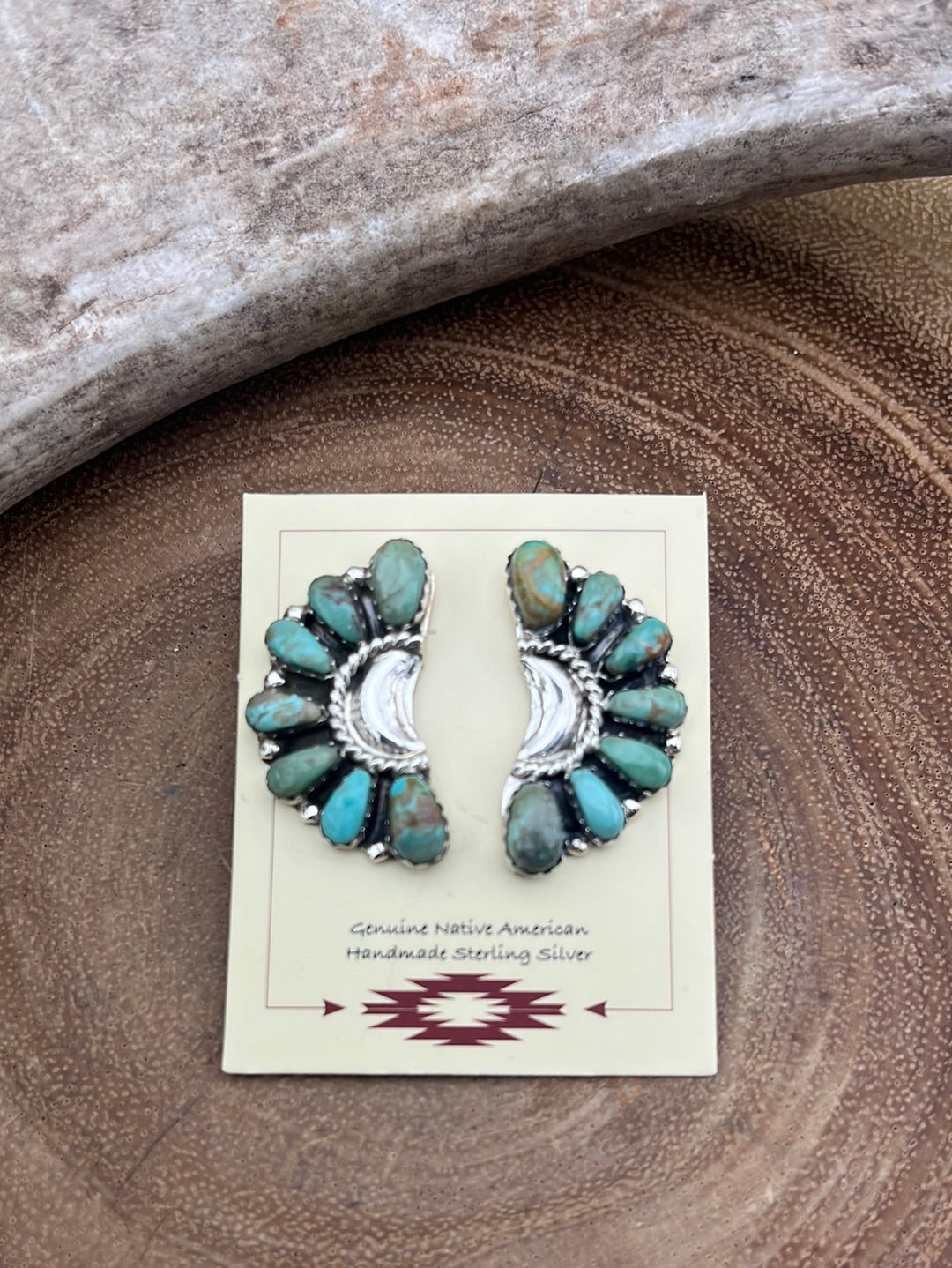 Crescent Stone Turquoise Earrings - 1.15"