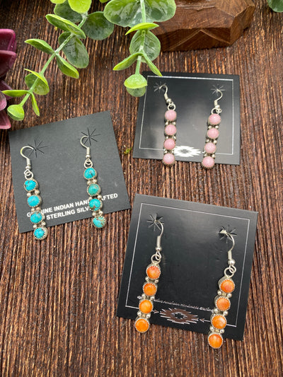 Altera Stacked 4 Round Stone Fish Hook Earrings - 2"